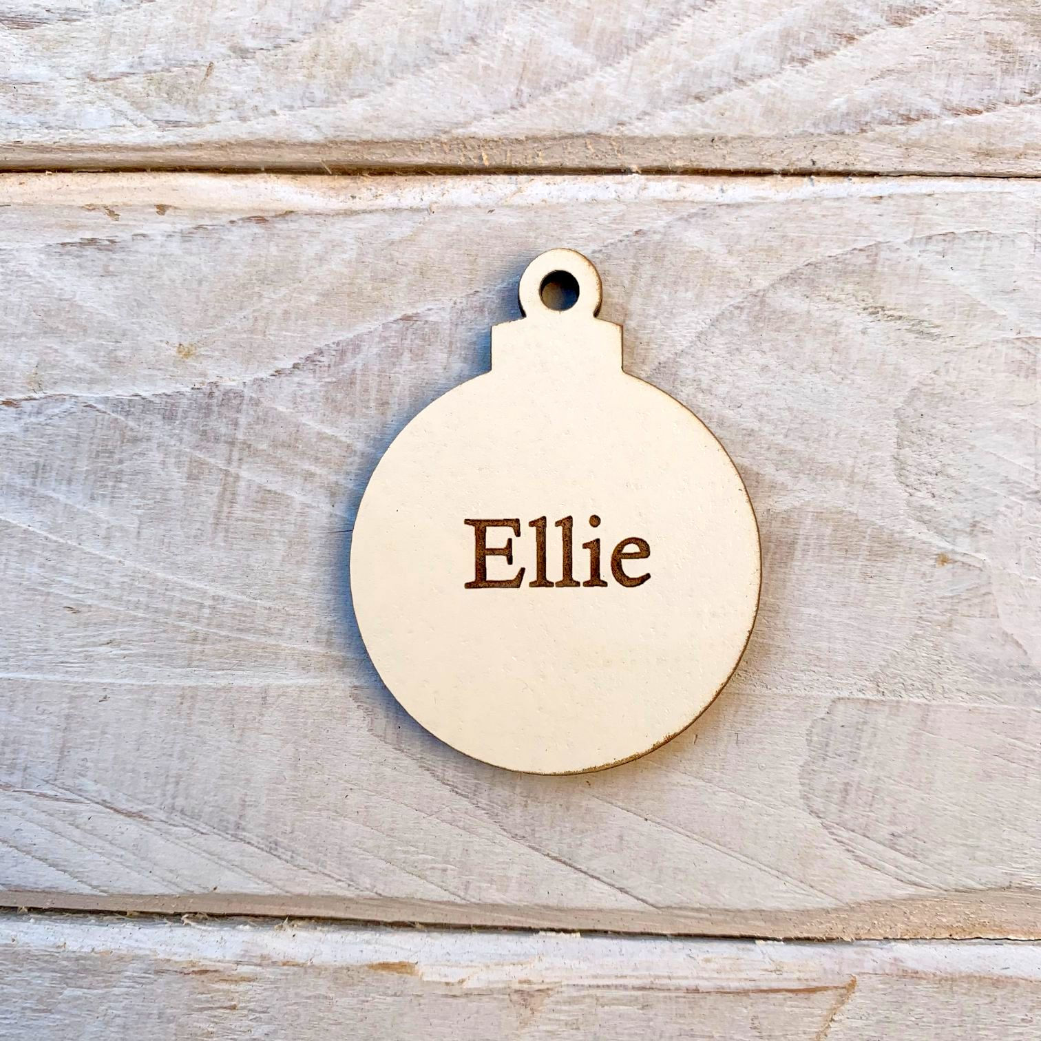 5cm Engraved Stone White Bauble with Hole