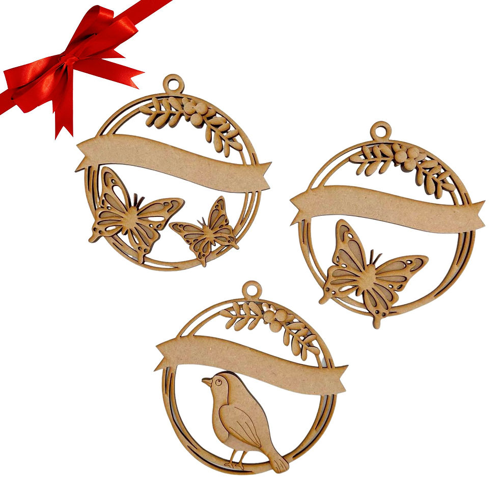 MDF Christmas Bauble Ring Wreath Laurel Memorial