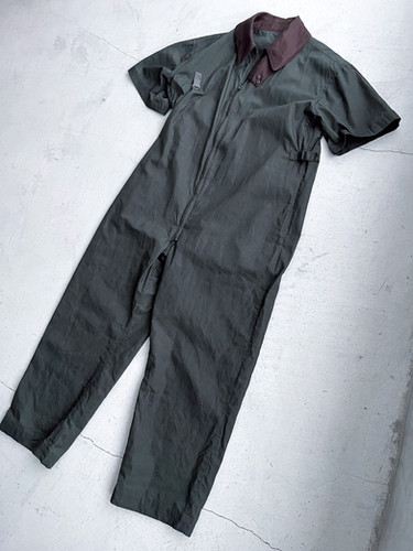 LIGHT OILED COTTON S/S JUMP SUITS - BOTTLE GREEN | ANTHEM A