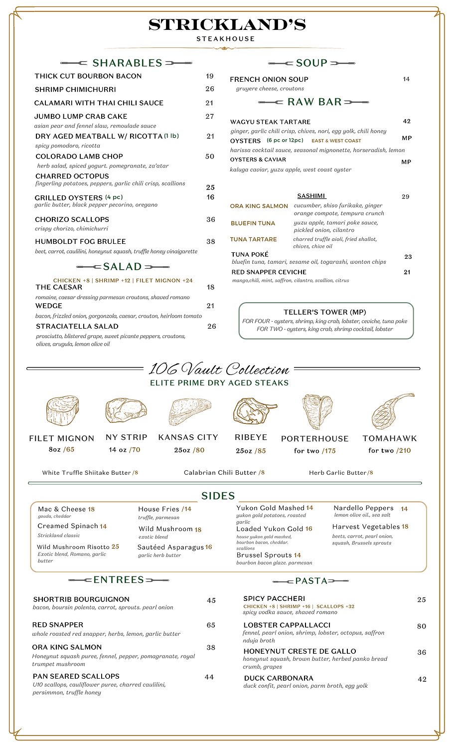 Stacklands Menu Dinner | Strickland's