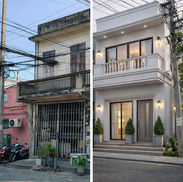 before and after townhouse facade renovation Phnom Penh modern exterior design