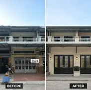 before and after townhouse facade renovation Phnom Penh modern exterior design