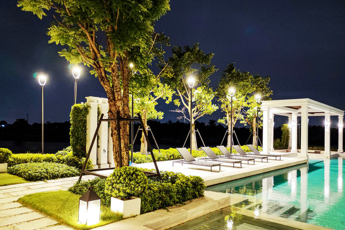 outdoor lighting design garden pavilion luxury home Phnom Penh