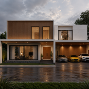 Modern villa with minimalist exterior design and contemporary architecture