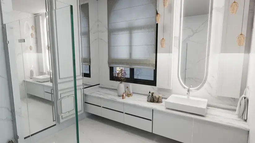 interior installation in Phnom Penh with built-in furniture and stone work