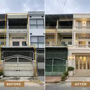 before and after townhouse facade renovation Phnom Penh modern exterior design