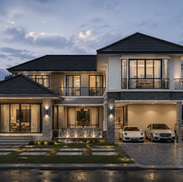 Contemporary villa exterior with modern architecture and elegant facade design