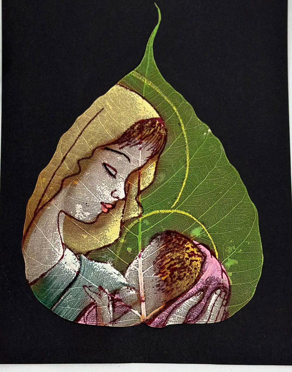 Revive Your Soul Goods Marian Inspired Peepal Leaf Art- 5"l x 4"w.