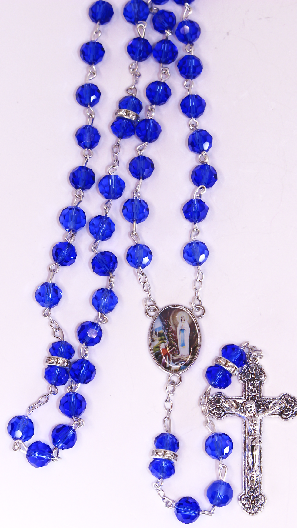 Thumbnail: Our Lady of Lourdes Blue Crystal and Rhinestone