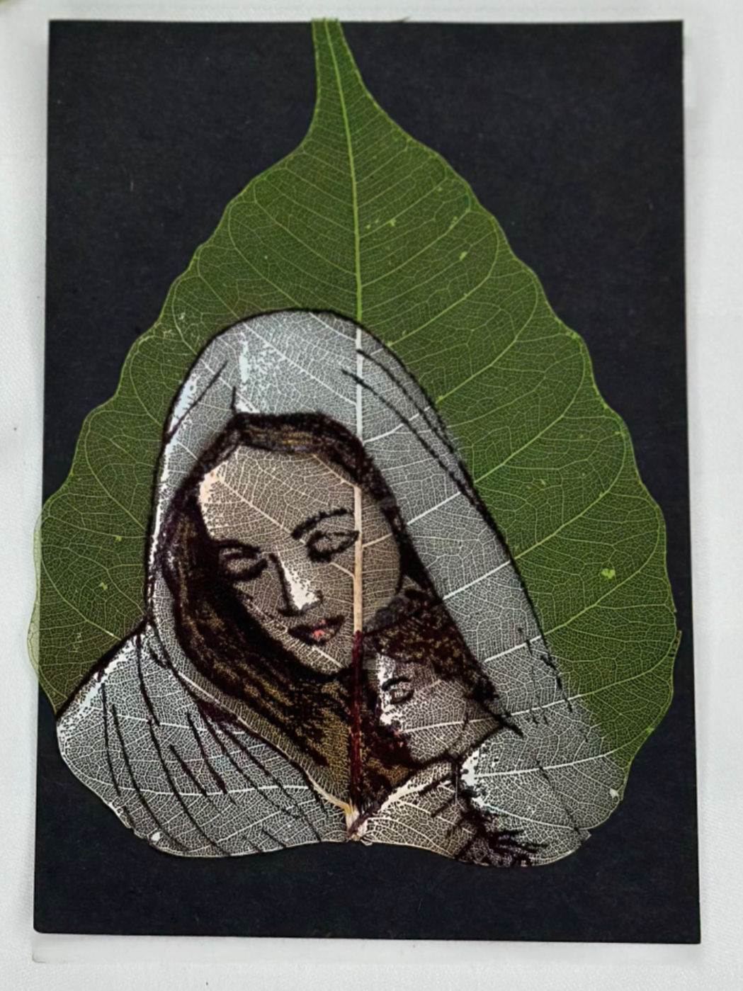 Receive Your Soul Goods Marian Inspired Peepal Leaf Art- 5"l x 4"w