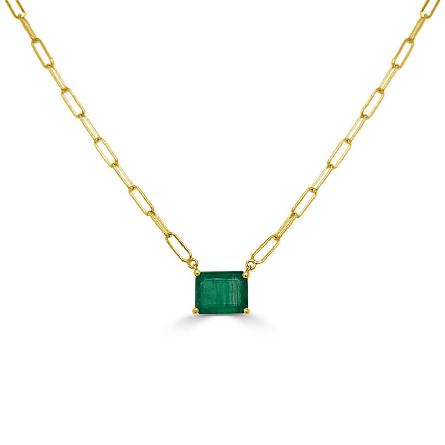Emerald Paperclip Necklace