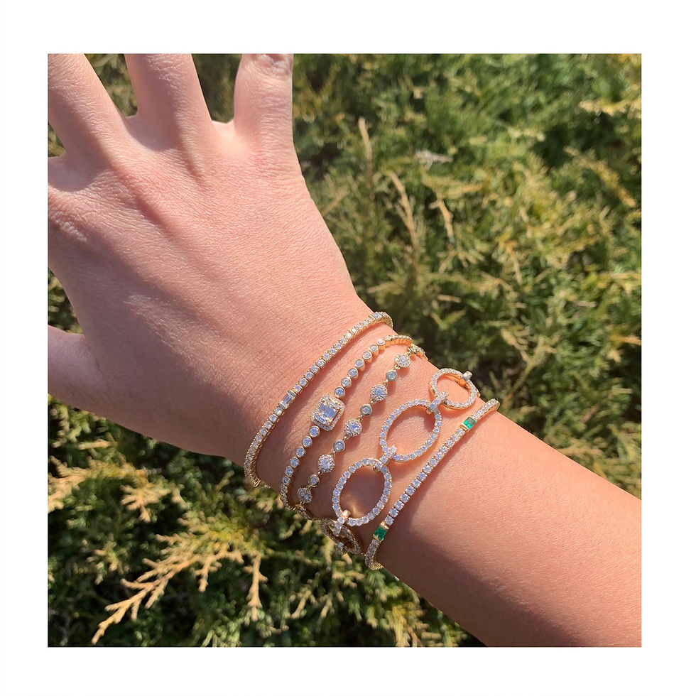 Thumbnail: Emerald and Diamond Tennis Bracelet