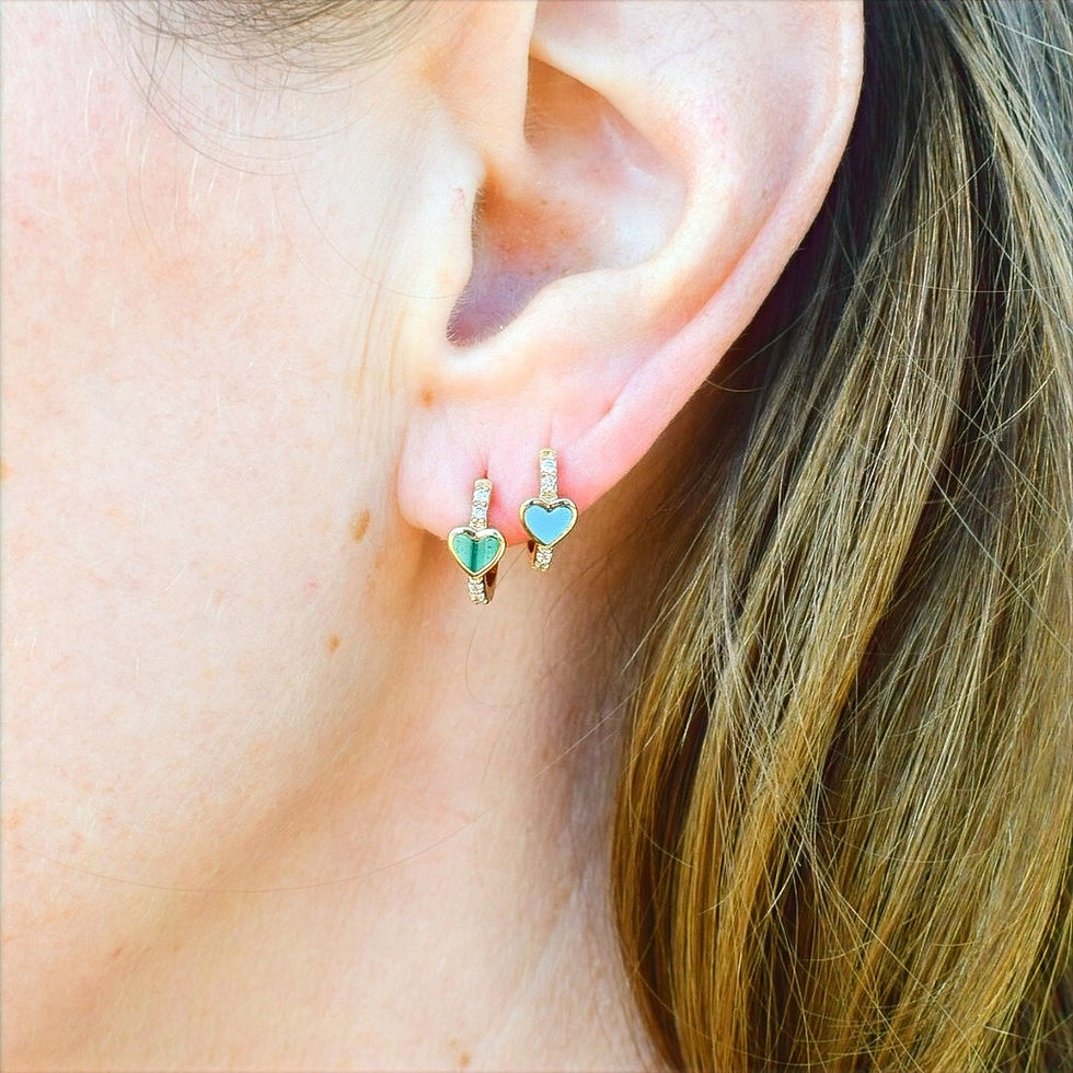 Thumbnail: Gemstone Heart and Diamond Huggies