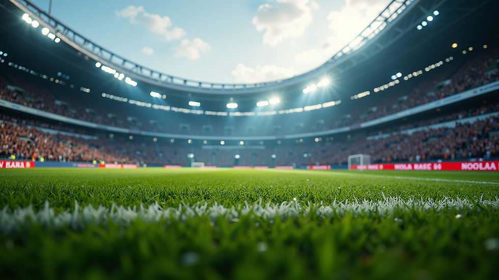 Eye-level view of a football stadium filled with cheering fans