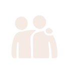 Icon of two people standing together in light peach color on a pale background