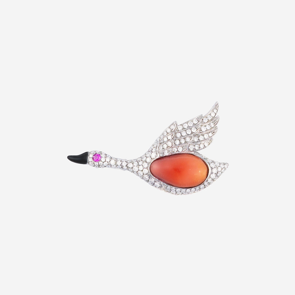 Diamond Swan Conch Pearl Brooch