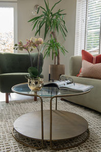 Close up of family room in Howden chair and coffee table