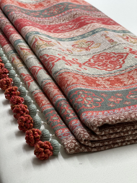 Stunning made to measure roman blind in Colefax and Fowler fabric with tassel to bottom edge