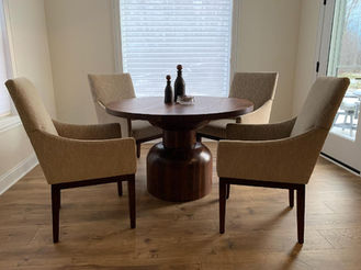 Walnut Pedestal table with chairs