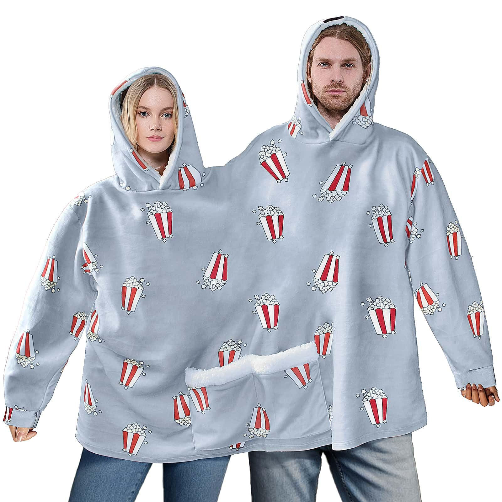 ianjetty Couples Hoodies Pajamas Oversized Matching Onesies Sweatshirts Two Pers