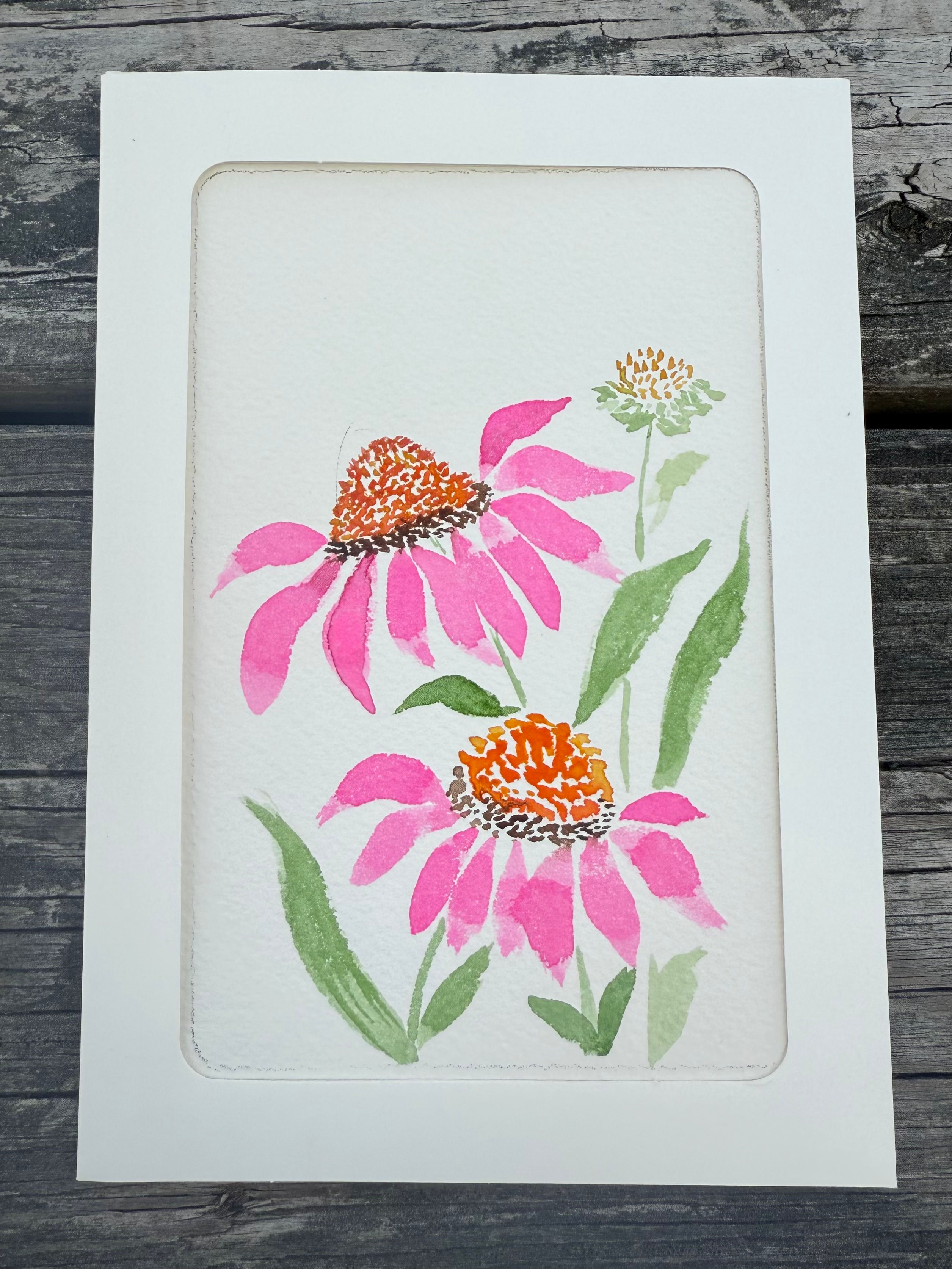 Pink cone flower card