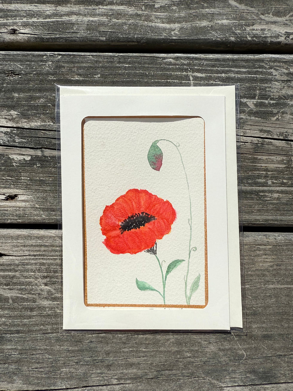 Poppy Time — Original Poppy Watercolor Card, 5×7