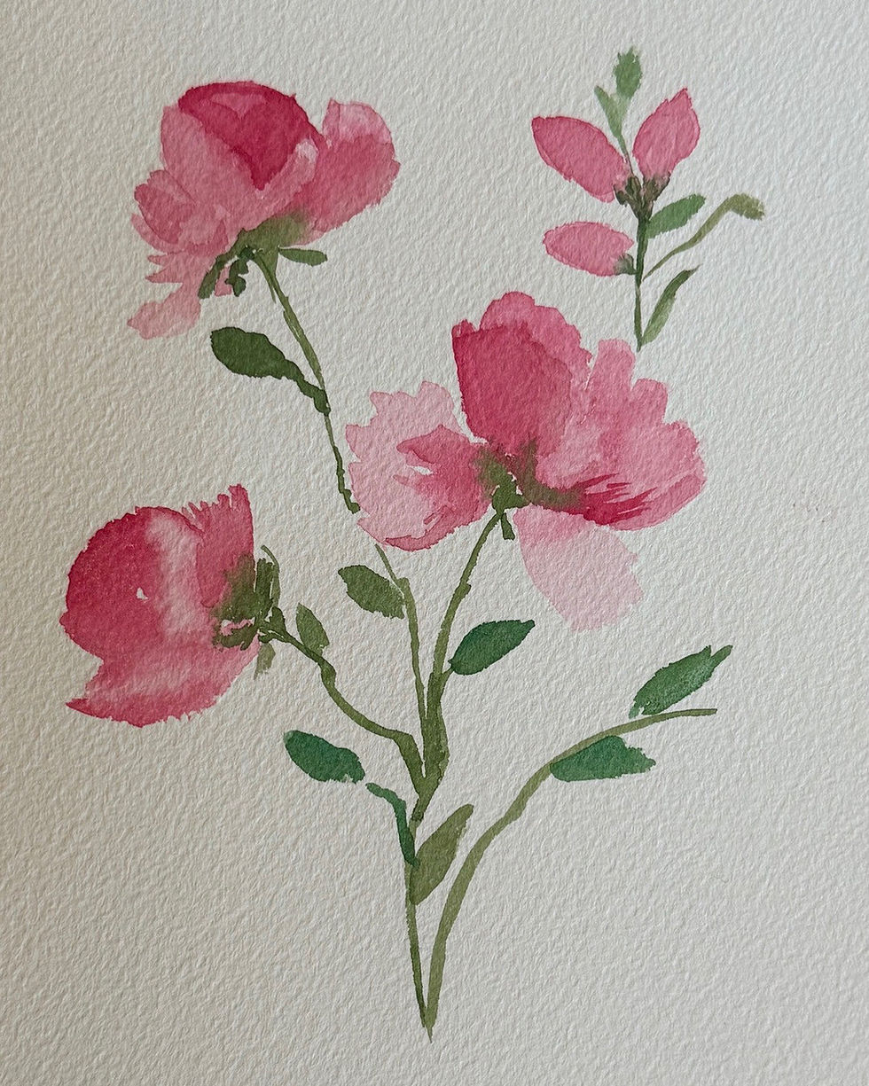 Pink Petals — Original Pink Floral Watercolor Painting, 10×6 — image 2