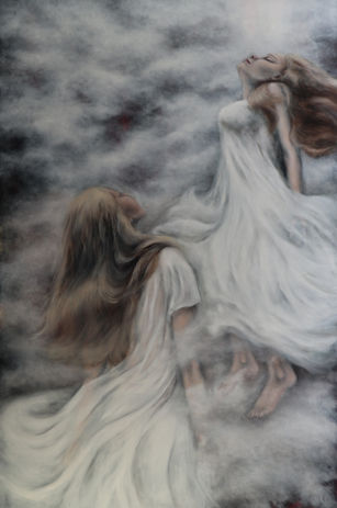 Het is een olieverf schilderij van twee vrouwen. Een kijkt naar het licht, andere stijgt op. Het is symbolische weergave van zoektocht van een mens naar het licht, naar het stappen uit eigen schaduw en het vinden van Goddelijke in zichzelf.