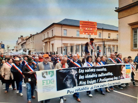 Manifestation à Mont de Marsan pour soutenir les chasses traditionnelles et notre ruralité.