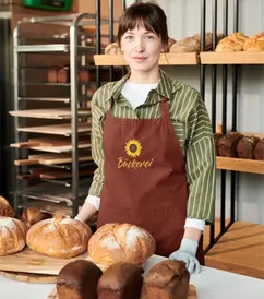 Personalisierte Latzschürzen für Bäckerei- und Konditorei-Cafés, Bistros.