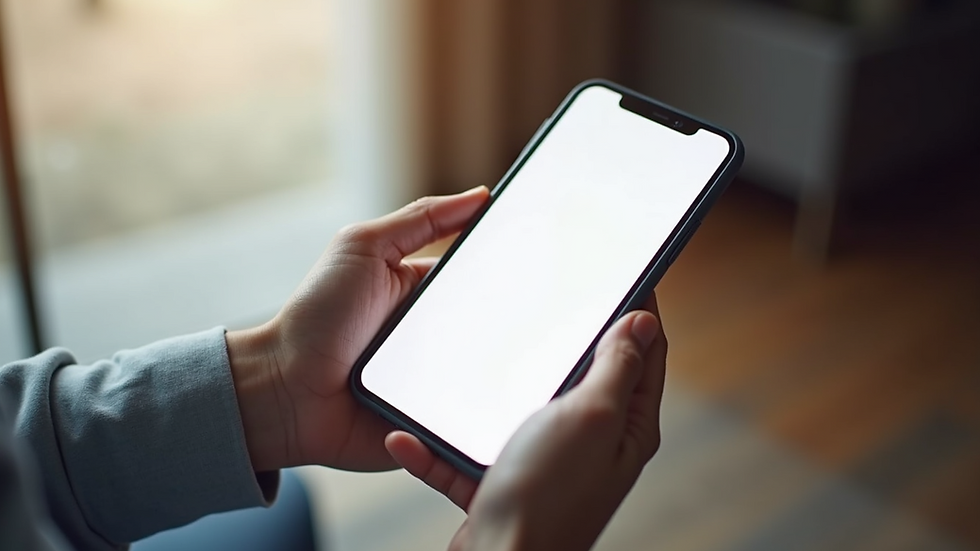 Eye-level view of a smartphone displaying a clean, user-friendly website layout