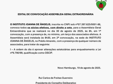 EDITAL DE CONVOCAÇÃO ASSEMBLEIA GERAL EXTRAORDINÁRIA