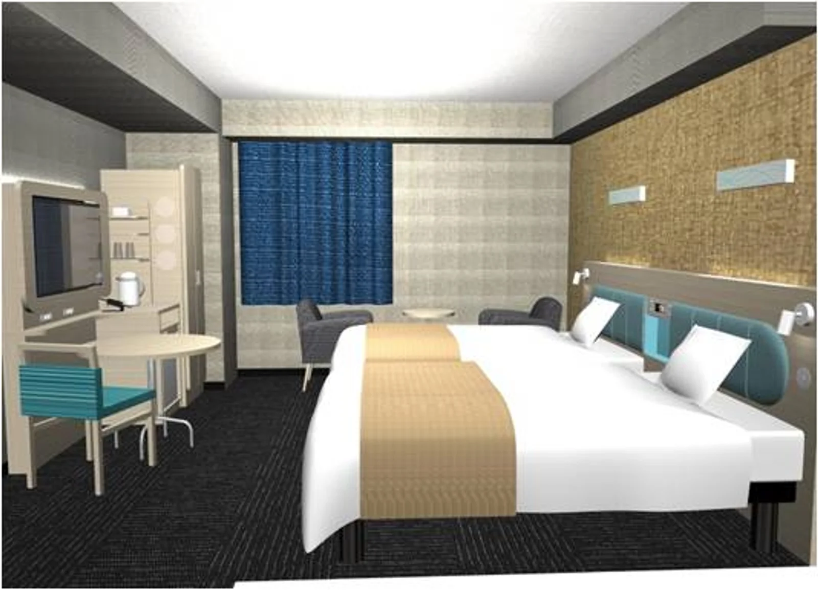 Comfort Hotel Kochi Twin Standard 雙床房與行李空間