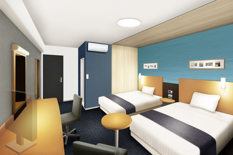 Comfort Hotel Saga 雙床客房與行李空間
