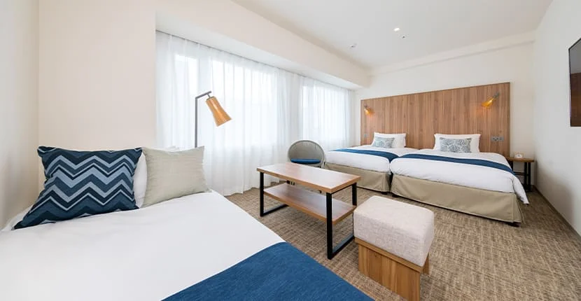 Residential Family Room beds and layout at Tokyu Stay Okinawa Naha