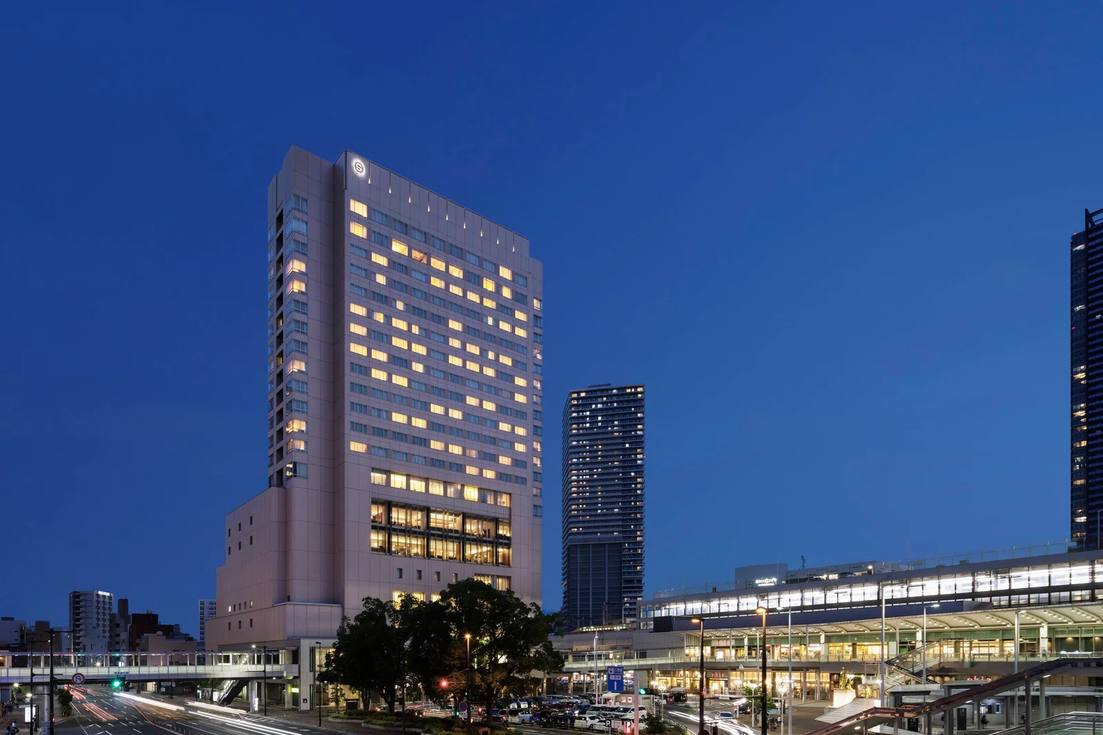 Exterior of Sheraton Grand Hiroshima Hotel beside Hiroshima Station