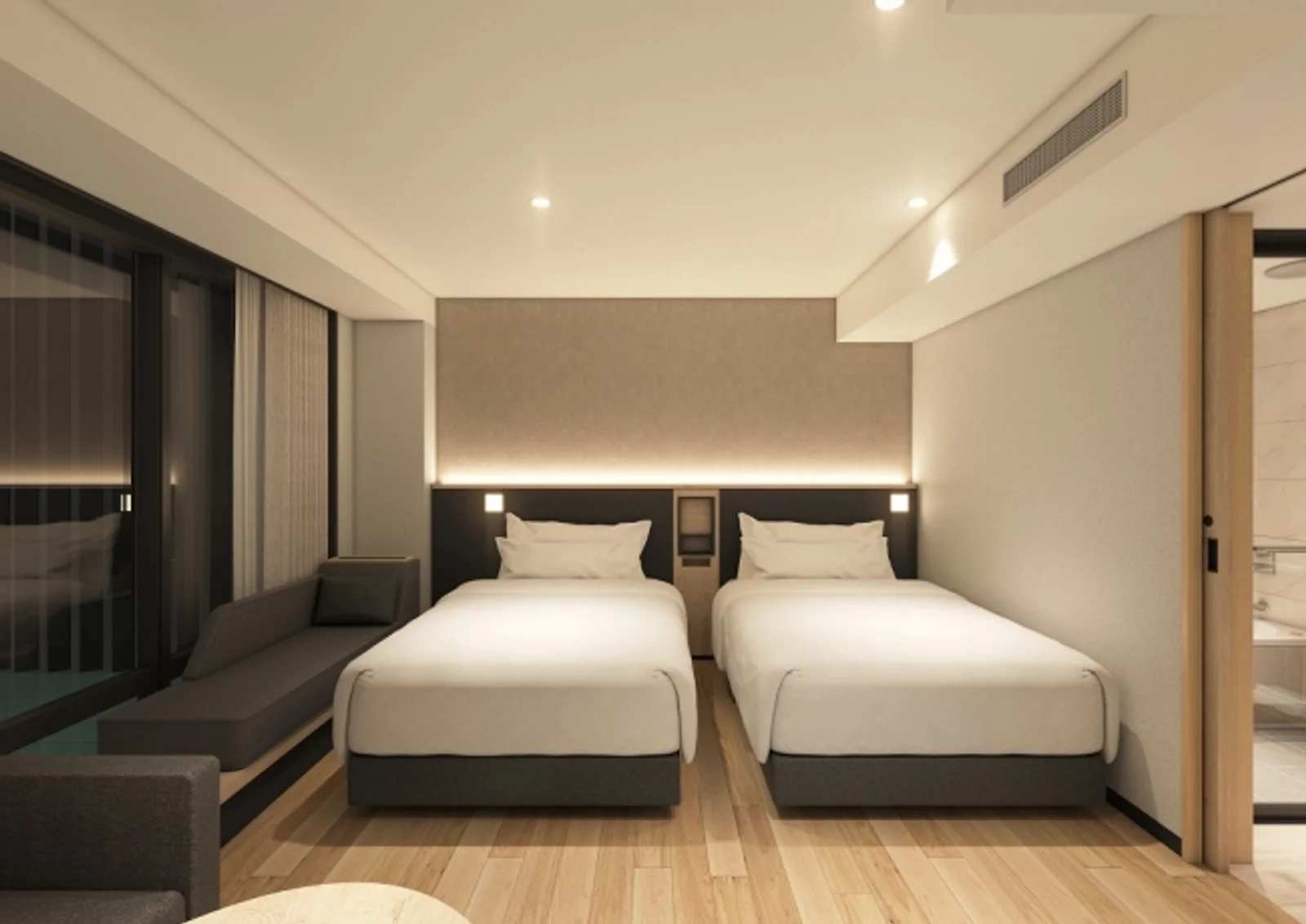 Twin guest room with two beds at JR-East Hotel Mets Yokohama