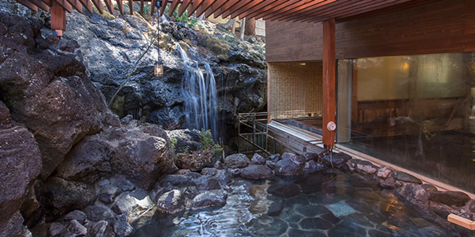 Natural hot-spring public bath and open-air bath at Fuji Lake Hotel