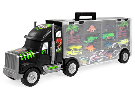 Best Choice Products 22in 16-Piece Kids Giant Transport Carrier w/ Dinosaurs, Helicopter, Jeep, Cars