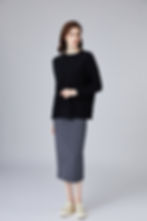 No.34 PURE CASHMERE FREE SIZE CREWNECK SPLIT FORK SWEATER