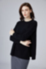 No.34 PURE CASHMERE FREE SIZE CREWNECK SPLIT FORK SWEATER