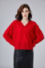 No.40 SUPERFINE MERINO CASHMERE MIX BAT SLEEVE V-NECK