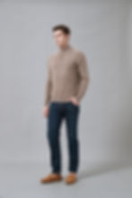 No.50 PURE CASHMERE MOCK-NECK ZIP POLO SWEATER