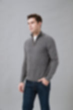 No.56 PURE CASHMERE MOCK-NECK ZIP POLO SWEATER