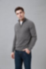 No.56 PURE CASHMERE MOCK-NECK ZIP POLO SWEATER