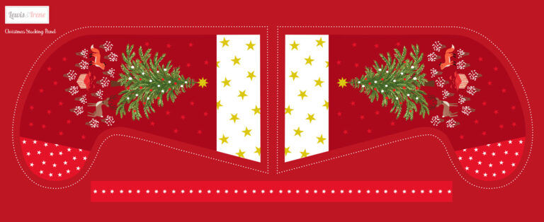 Christmas in bluebell wood half yard stocking panel (gold metallic) c145