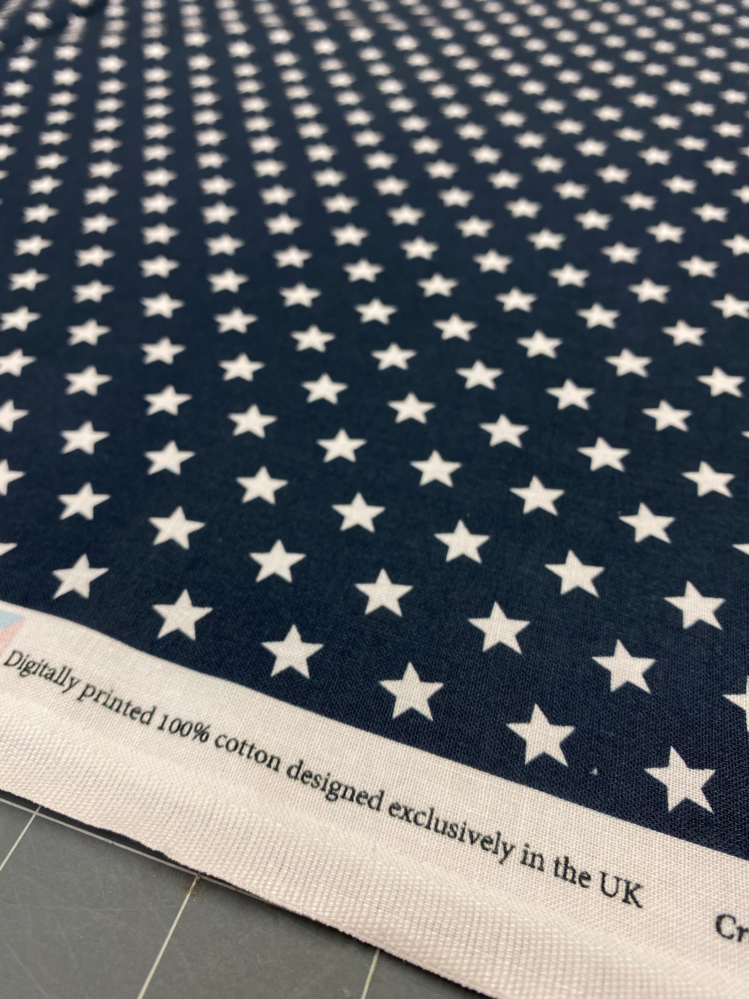 Navy Star Poplin