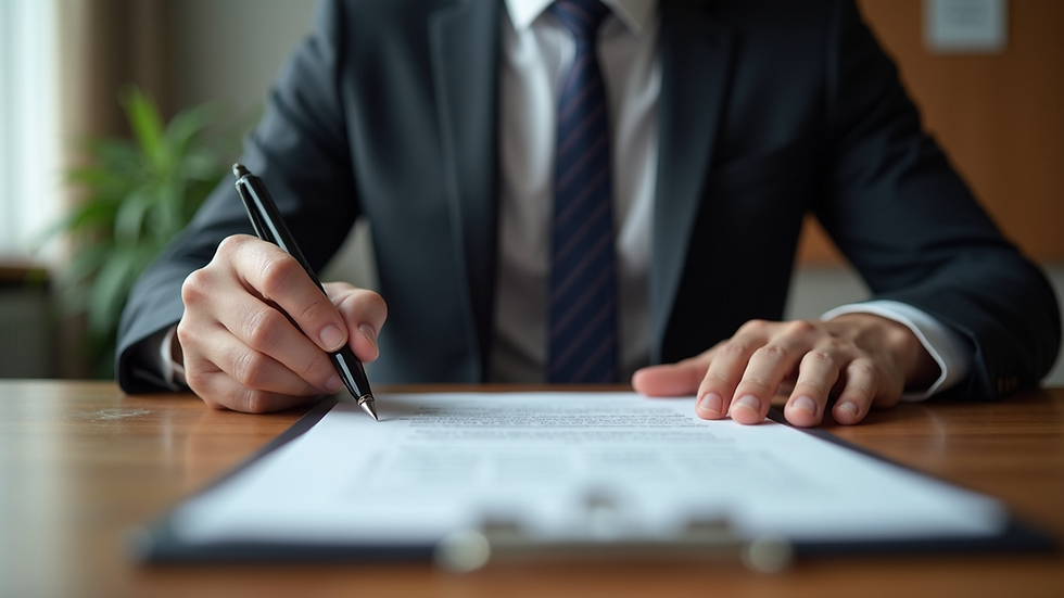 Eye-level view of a notary public at work