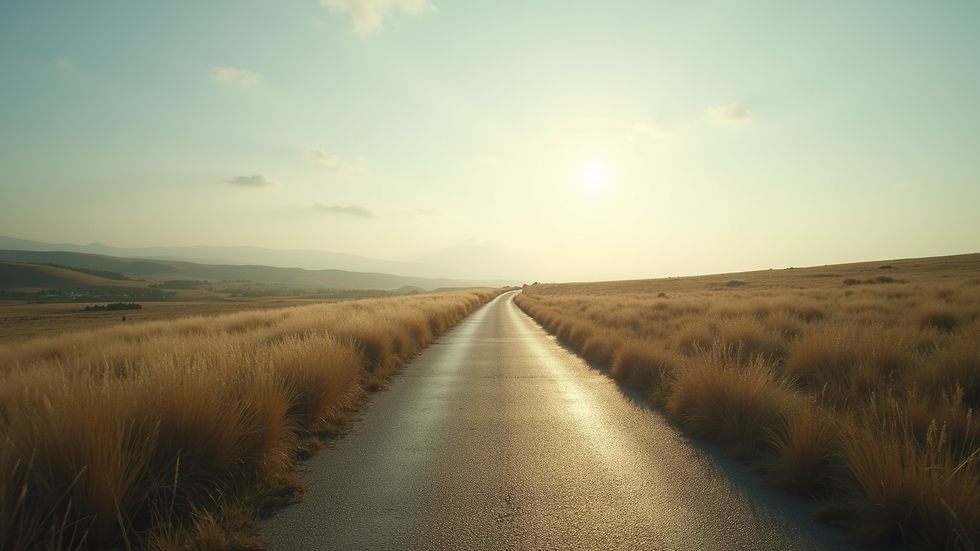 Eye-level view of a serene landscape with a winding path