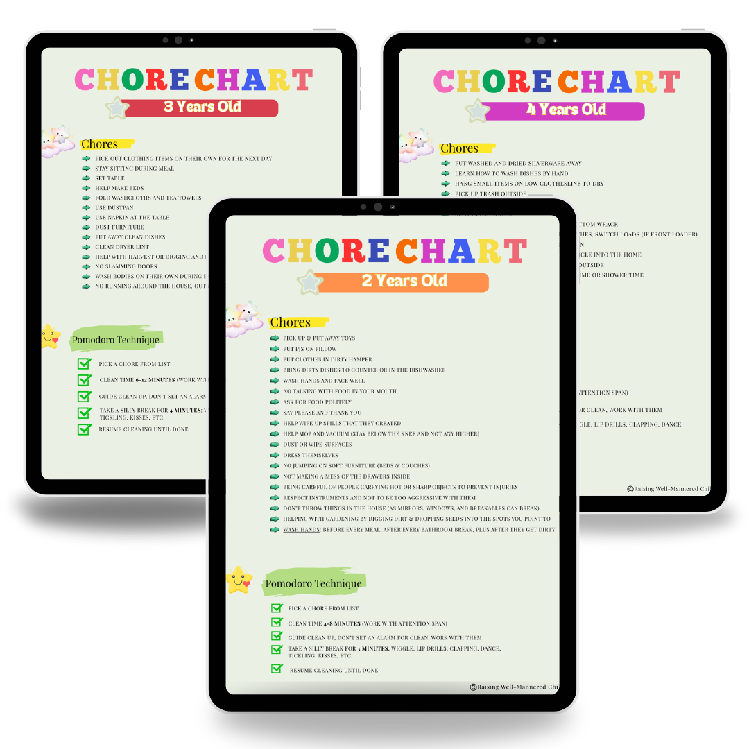 Toddler Chore Charts (2-4yrs)